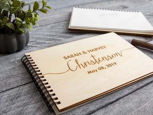 Wood Wedding Guest Book 定制婚礼宾客本派签到薄结婚纪念相册