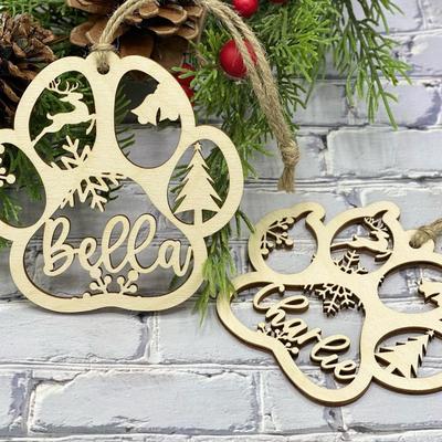 Custom Dog,Cat Paw Name Christmas Ornament定制圣诞节宠物装饰