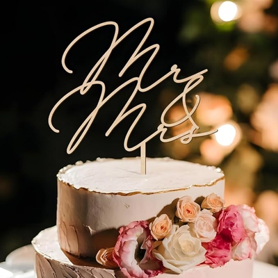 木质手写字母生日蛋糕插牌定制名字生日蛋糕插件装饰 Cake Topper