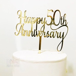 定制周年纪念蛋糕插牌结婚周年装饰牌 Anniversary Cake Topper
