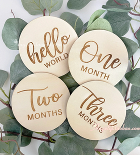 Baby Monthly Milestone木制宝宝月份纪念牌新生儿出生拍照道具牌