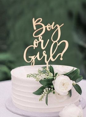 Boy or Girl Cake Topper 性别揭示蛋糕插牌男孩或女孩蛋糕装饰