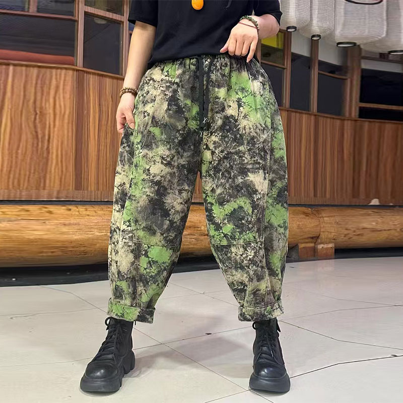 春秋牛仔阔腿裤文艺复古个性潮大码宽松休闲设计感九分靴裤女小脚
