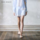 休闲简约天蓝色条纹贝壳流苏花边短裤 GUO JINGYI2026春夏新品 女士