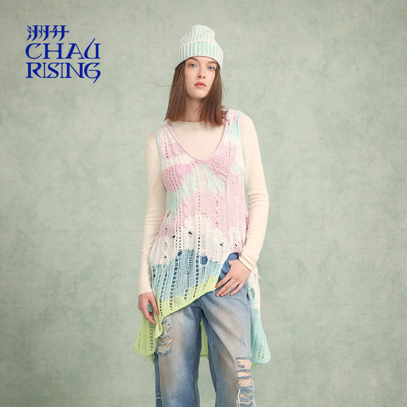 洲升/CHAU.RISING2025秋季新款彩色镂空粗针羊毛裙套装连衣裙女