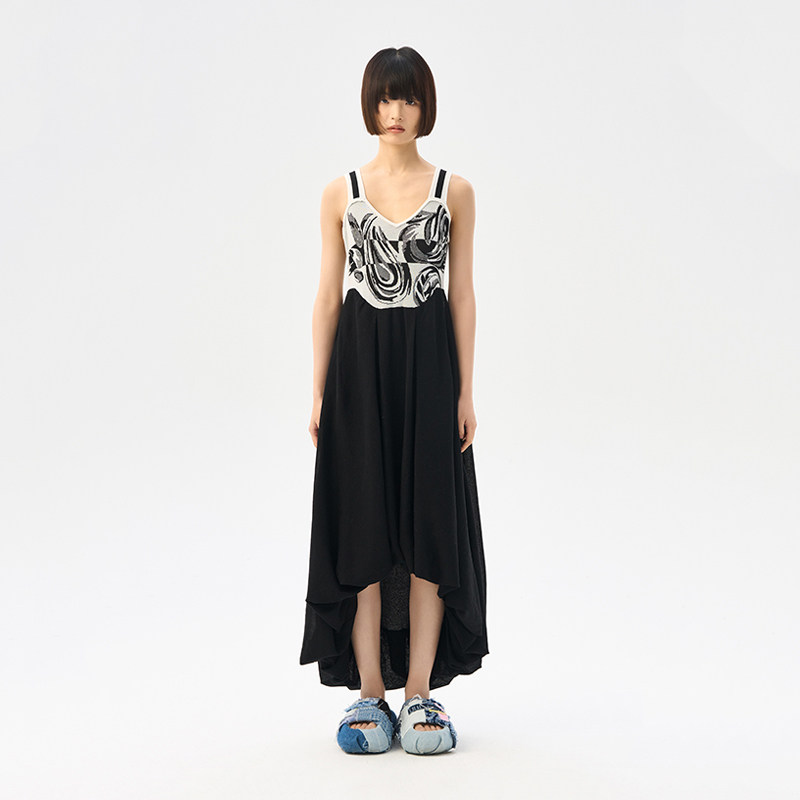 CHAU.RISING/洲升24春夏新款设计师品牌女纯佩兹利贝壳针织连衣裙