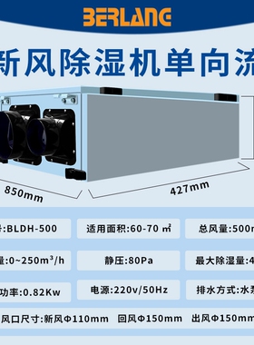 柏朗顶管道新风工业除湿机BL500地下室除湿器抽湿机商用别墅