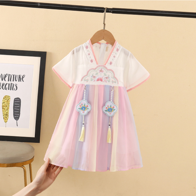 女童夏季汉服喇叭袖中国风连衣裙