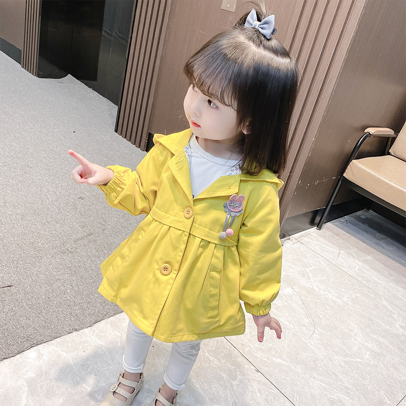 女童外套春秋2021新款纯棉风衣儿童春装宝宝公主童装上衣外衣开衫