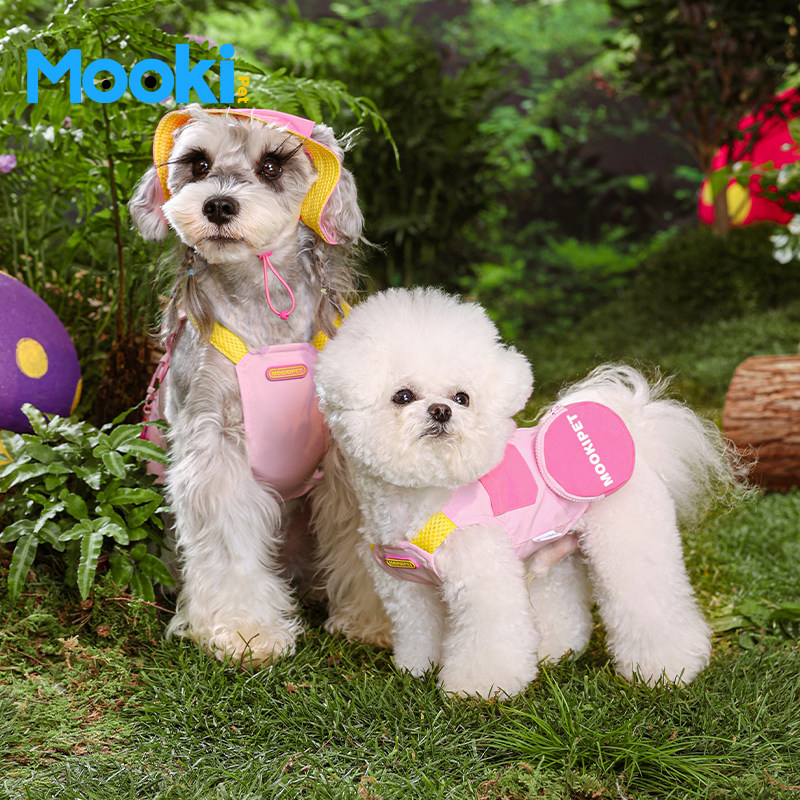 mookipet狗狗衣服薄款比熊泰迪雪纳瑞可牵引外出宠物潮牌马甲背心
