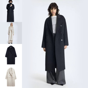 俄罗斯订单 秋冬女士长款 羊毛 厚实保暖 双面呢毛呢大衣 羊绒