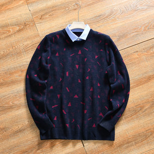 外贸尾货 假两件设计 秋冬季 男士 毛衣 商务休闲针织衫 儒雅文艺