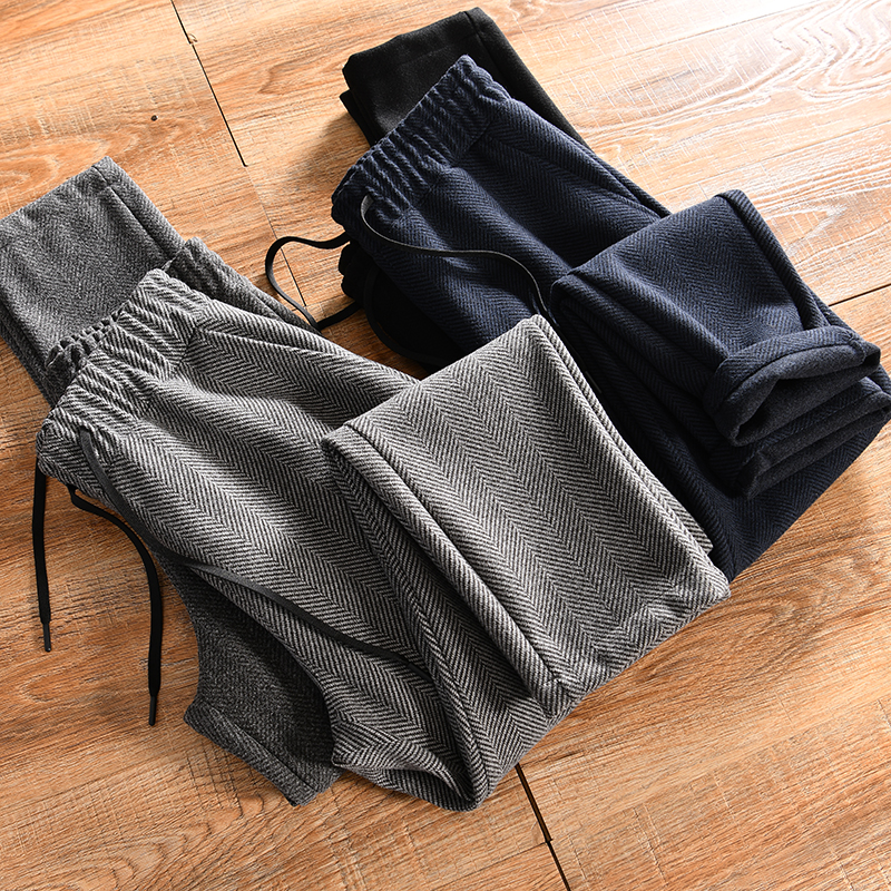 【公司单~人字纹肌理-外贸尾货】秋冬季男士时尚百搭休闲毛呢长裤