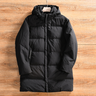 外贸尾货 压胶锁绒 冬季 男士 羽绒服潮 商务休闲中长款 90白鸭绒