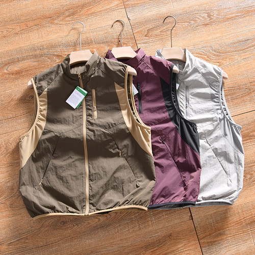 【山系户外~3D立裁+情侣款】春夏季男士运动百搭立领马甲坎肩背心