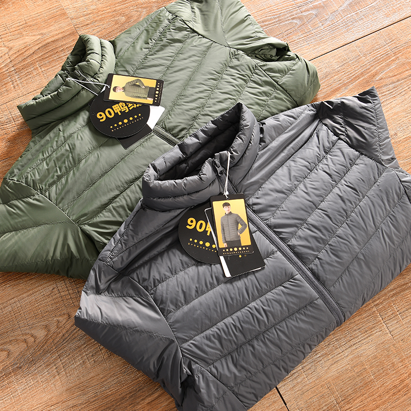 【90鸭绒-轻便保暖~外贸尾货】冬季男士立领休闲百搭轻量化羽绒服