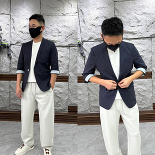 【下线1299+亚麻+莱赛尔】夏季男士简约百搭商务休闲单西服外套潮