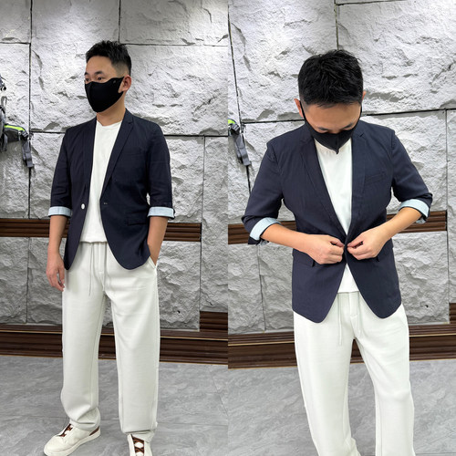 【下线1299+亚麻+莱赛尔】夏季男士简约百搭商务休闲单西服外套潮