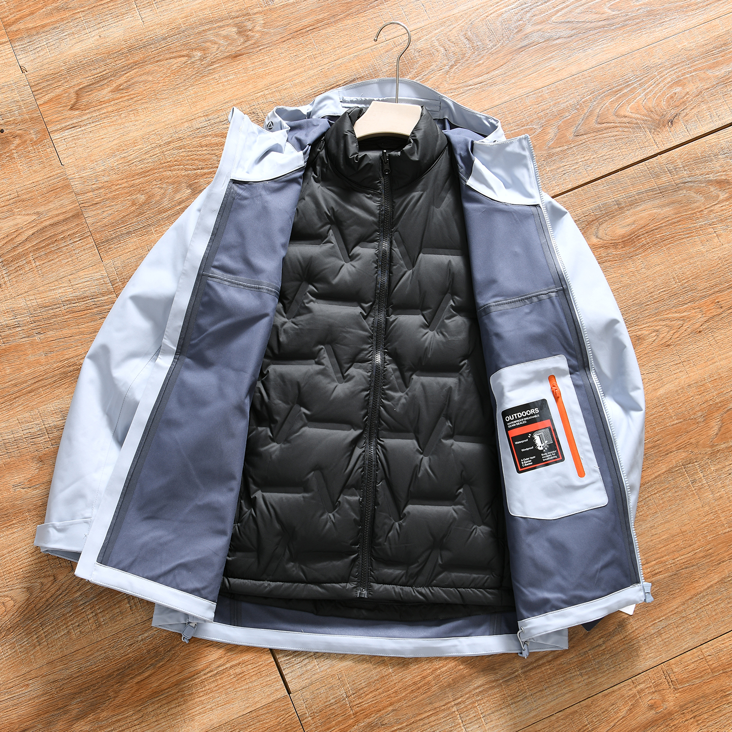 【7K透湿+4级防泼水+3D立裁】秋冬男户外硬壳三合一冲锋衣羽绒服