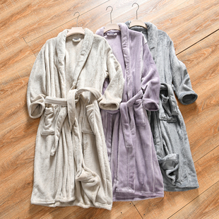 【出口丹麦~加厚法兰绒-外贸尾货】秋冬男女家居长款睡衣睡袍浴袍