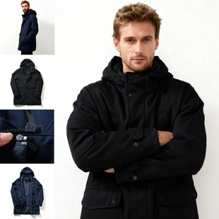 耐磨防水 冬季 男士 中长款 假两件 户外工装 派克棉衣潮 西班牙单