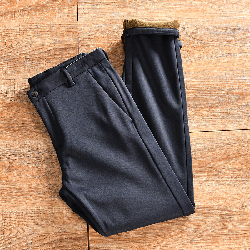 【柜659+加绒加厚~外贸尾货】秋冬男士商务百搭休闲直筒修身长裤