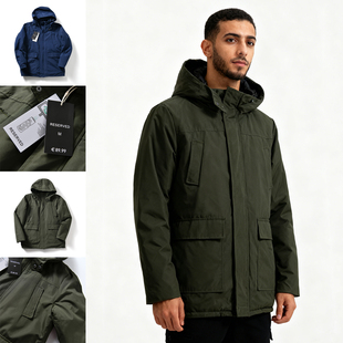 外贸尾货 冬季 男士 工装 耐磨防泼水 户外中长款 棉衣潮 波兰小众