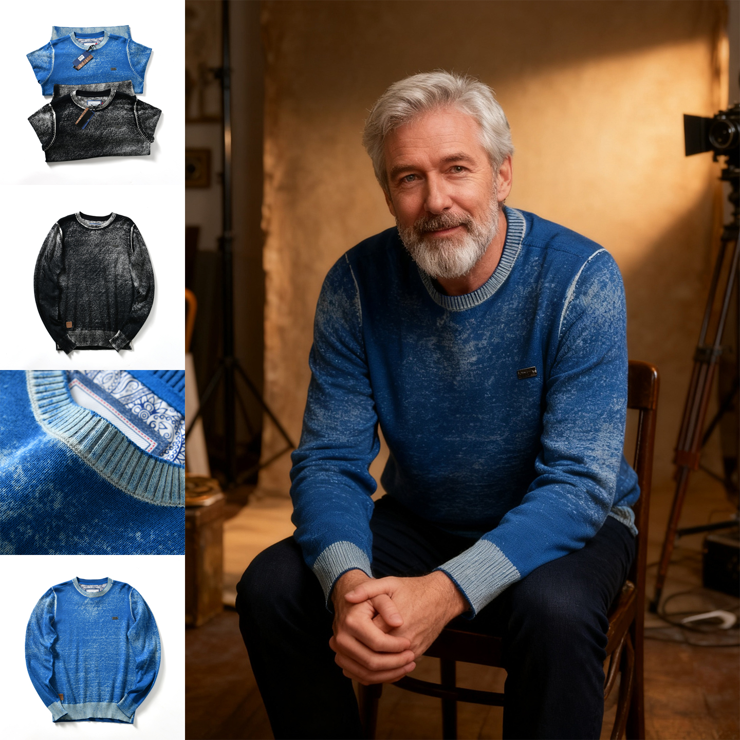 【欧美小众~细腻亲肤~外贸尾货】秋冬季男士休闲圆领薄款针织毛衣