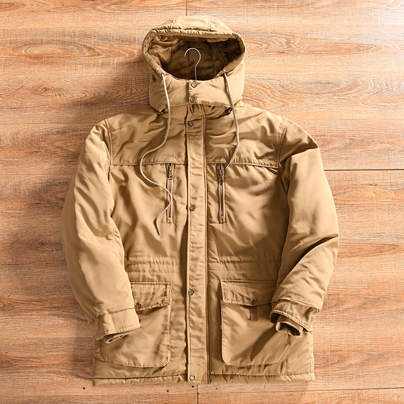 【欧美单~加绒加厚-外贸尾货】冬季中长款户外抗寒保暖棉衣棉服男