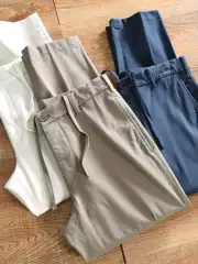 Evergreen Style~ Cotton Cropped Pants + Surplus Stock! Spring Men's Japanese-Style Versatile Casual Solid Color Stretch Pants