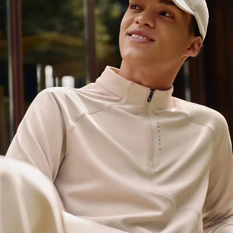 【柜1090+蓄热暖绒+3D立裁】秋冬季男士立领半拉链抓绒打底衫T恤