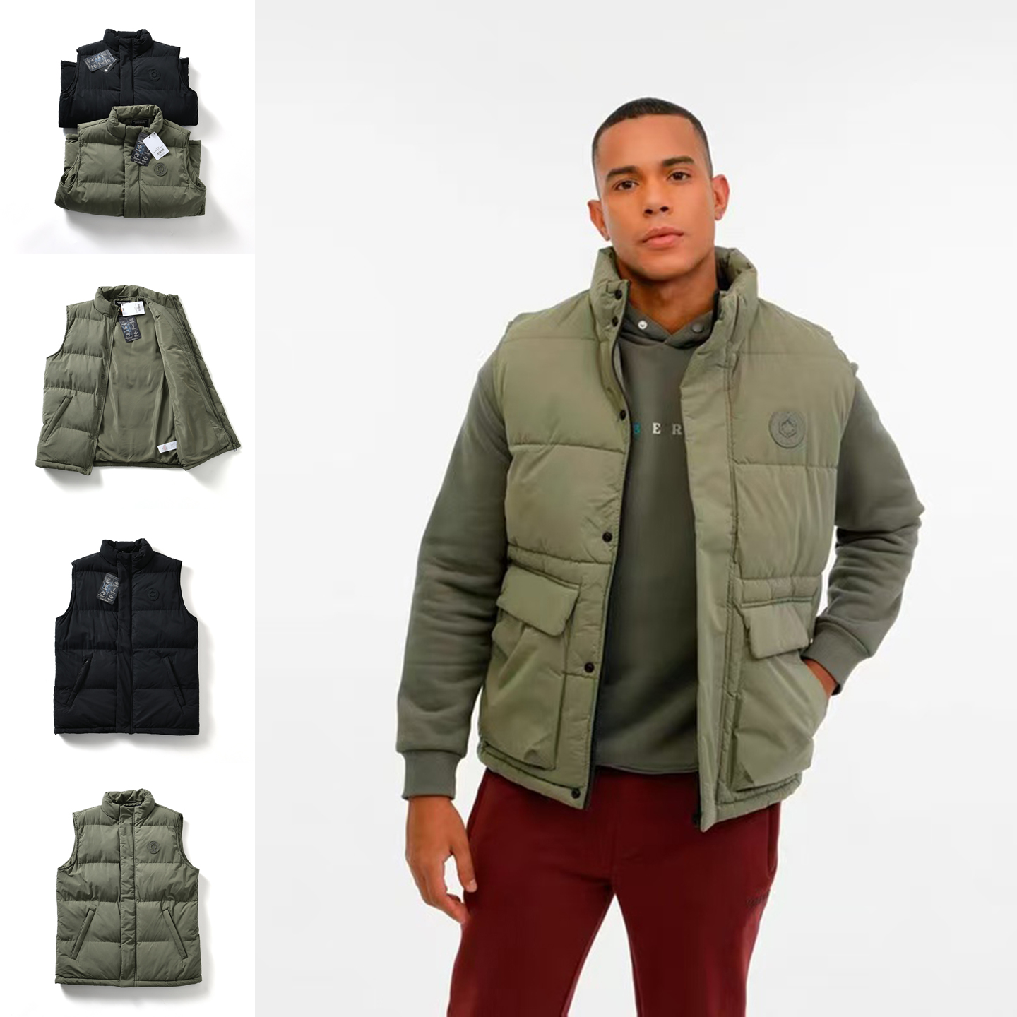 【欧美单~户外机能~外贸尾货】秋冬男士立领加厚保暖棉衣马甲坎肩