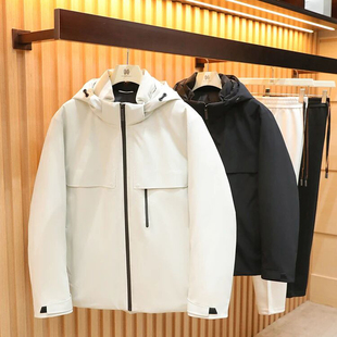 【城市机能+90白鹅绒~3D立裁】冬季男户外休闲加厚保暖短款羽绒服