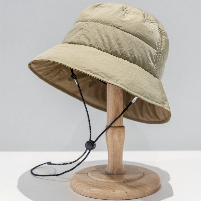 婉麻羽绒盆帽渔夫帽日系男女秋冬