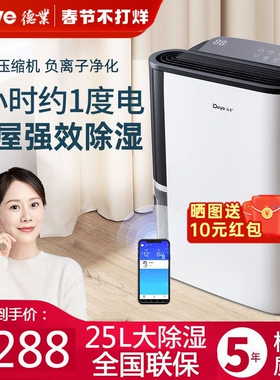 德业除湿机家用卧室抽湿机地下室DYD-T22A3干衣干燥机25升L吸湿器