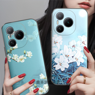 适用华为荣耀power手机壳浮雕软壳honorpower百合花硅胶平安DVD一AN00鹤300富贵8全包70防摔200软壳100荷花90