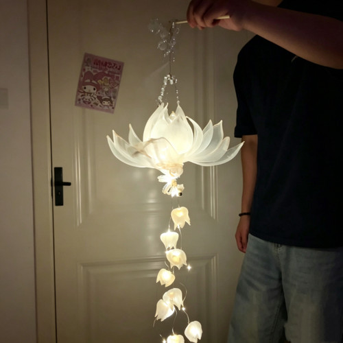 中秋手提网纱发光莲花灯DIY包