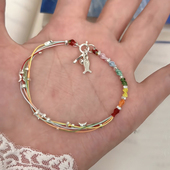 diy手工彩虹小鱼手链编织繁星星手绳五彩绳材料包串珠子创意礼物