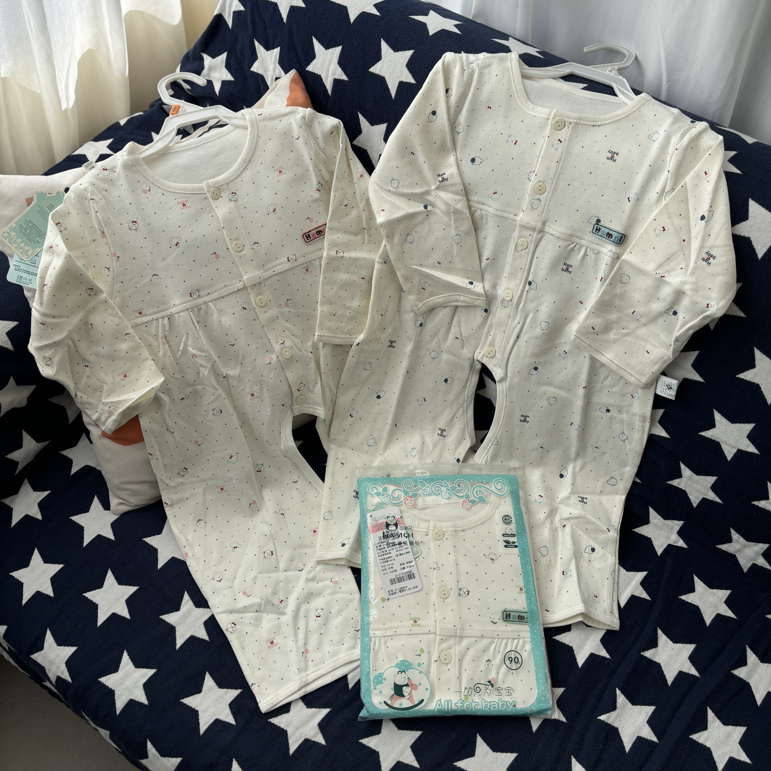 实拍哈咪奇婴儿纯棉连体衣男女宝宝90码大码春爬服哈衣夏季空调服