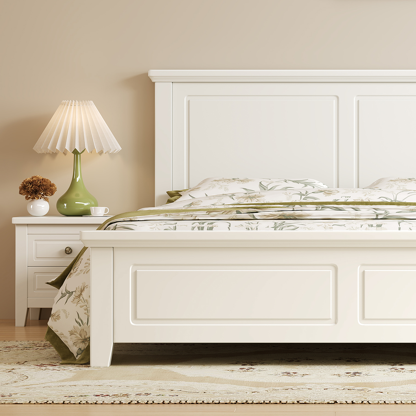 天坛家具白色实木床美式1