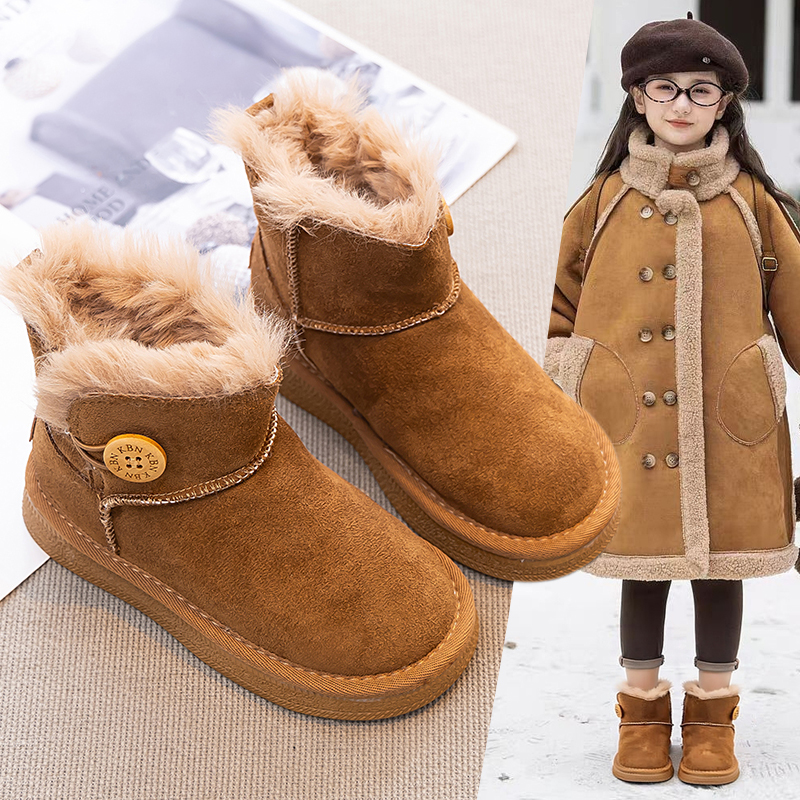 女童雪地靴2025冬季新款加绒