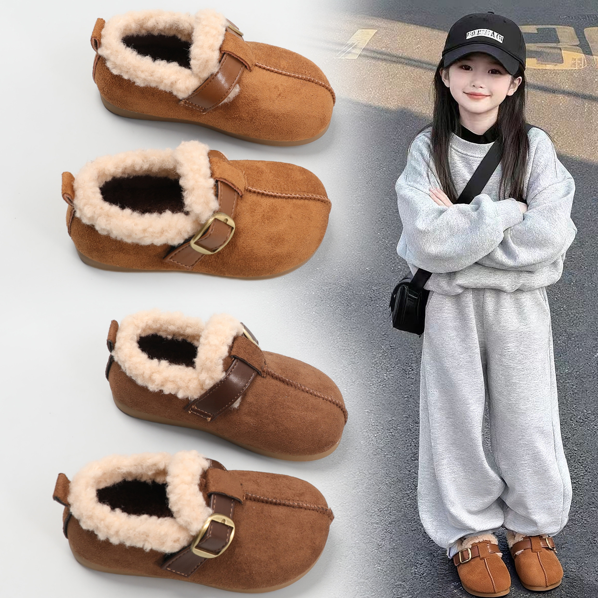 女童棉鞋2025冬季新款儿童加绒勃肯鞋软保暖毛毛鞋女宝软底豆豆鞋,童鞋/婴儿鞋/亲子鞋,棉鞋,淘宝优惠券,粉丝福利购,淘宝优惠卷