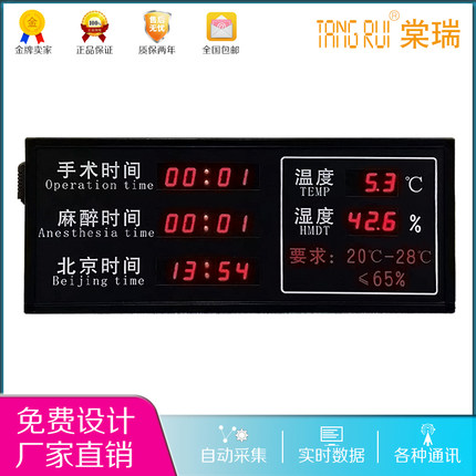 室内手术室电子看板 麻醉LED屏倒计时北京时间自动更新遥控器设置