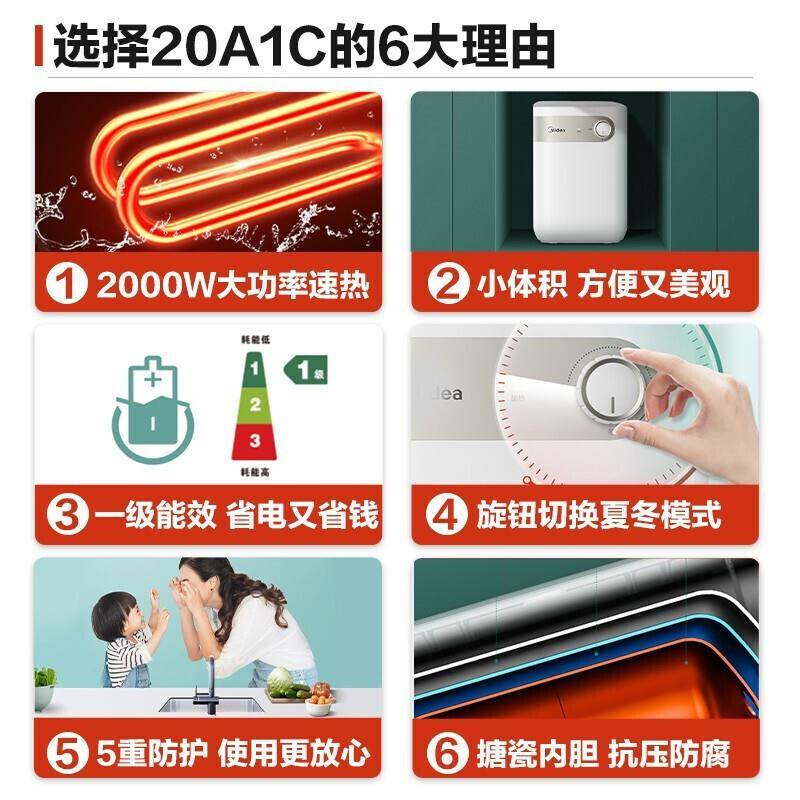 美.的小厨宝5升一级能效厨房宝2000W快热上出水F05-20A1C(ES)