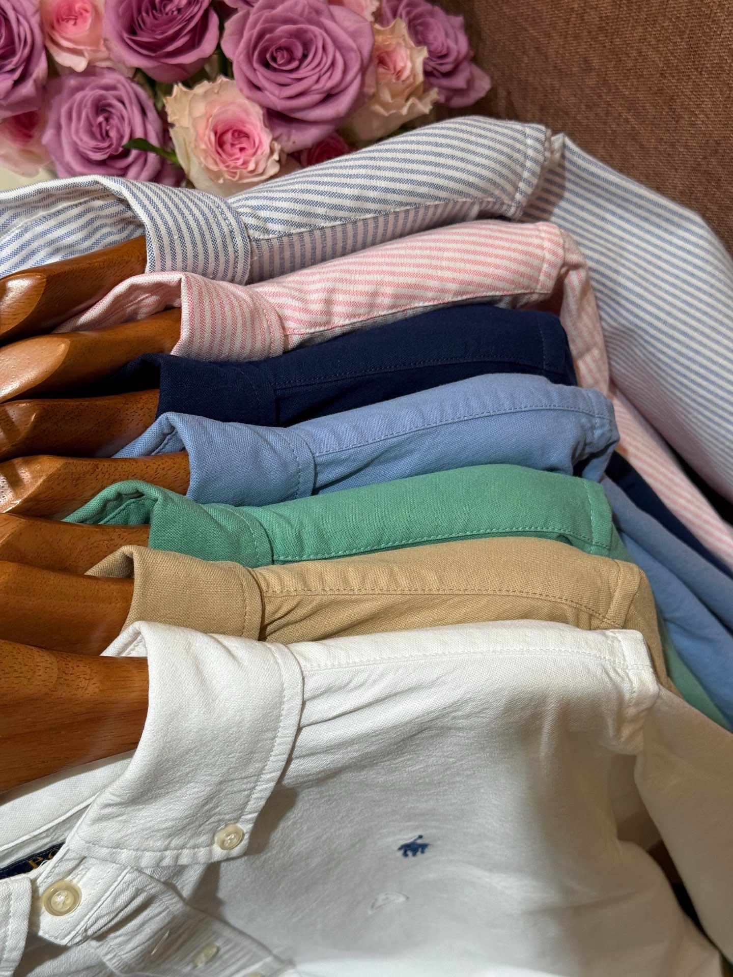 日单小马标刺绣纯棉长袖衬衫男女同款休闲百搭上衣