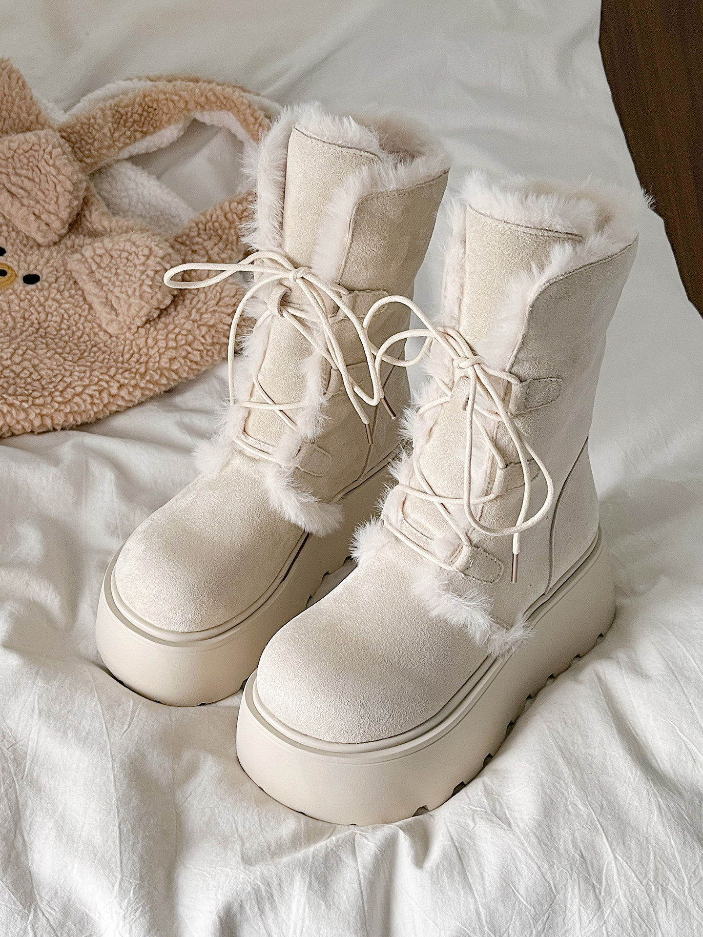 women's plush snow boots - Taobao product photo 4