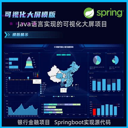 springboot数据可视化带后台java数据大屏银行监管可视化系统源码
