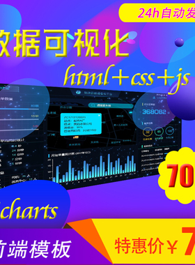 echarts数据可视化大屏html前端模板源码大数据屏软件bi看板 70款