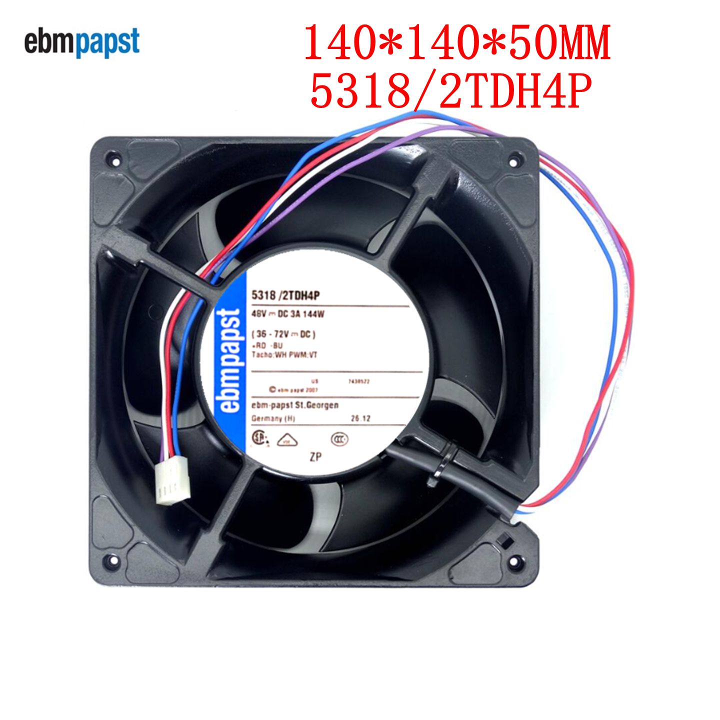 原装德国进口现货  5318/2TDH4P 140*140*51MM 48VDC 4线金属风扇