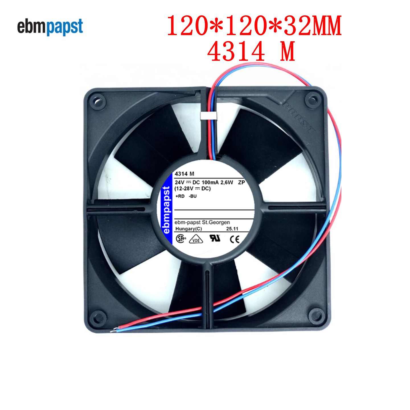 全新德国直流风机 4314M风扇 12CM 12032 24V 2.6W变频器散热风扇